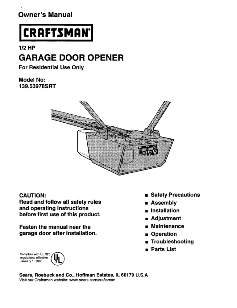 Craftsman 1 2 Hp Garage Door Opener Troubleshooting Guide