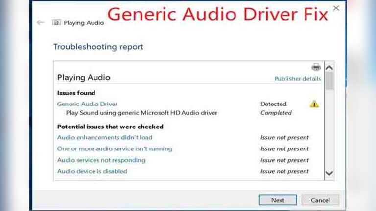 Audio Driver Troubleshooting