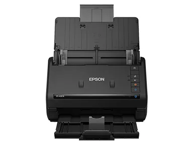 Cleaning the scanning glass of an Epson ES-400 to ensure clear document scans.