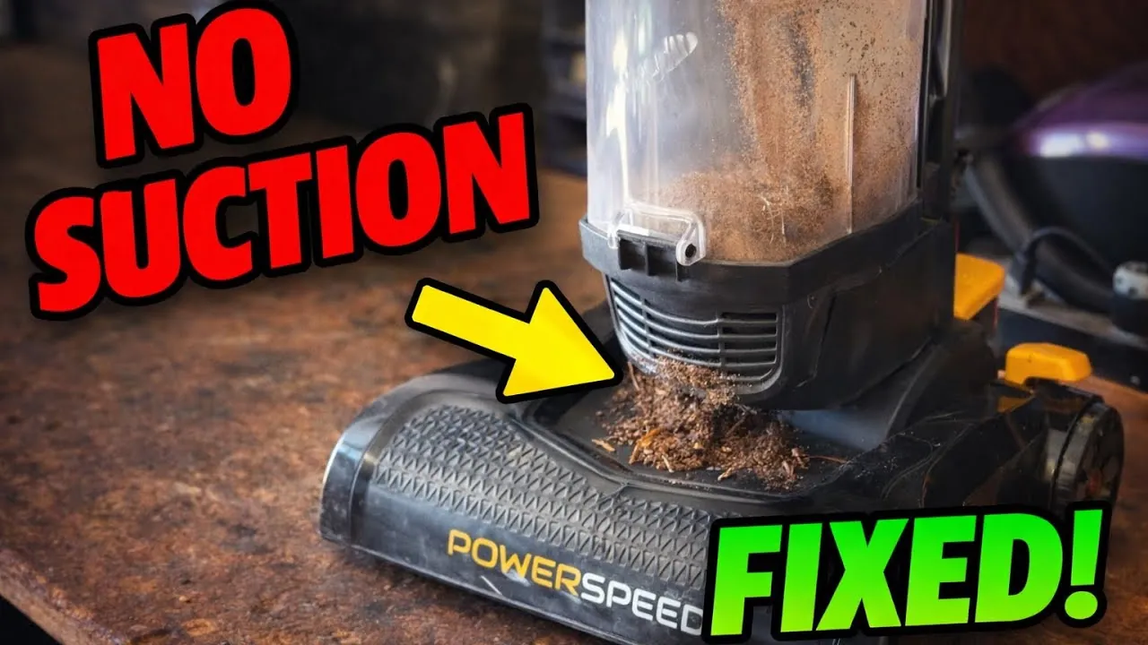 A clogged vacuum filter covered in dust showing why suction power decreases.