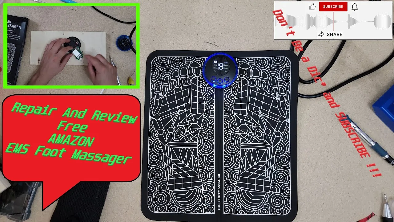The control panel of an EMS foot massager displaying a troubleshooting error code.