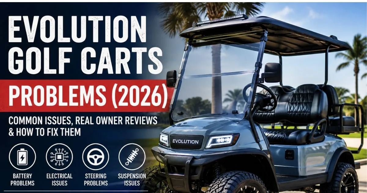 Essential tools and maintenance supplies arranged on a workshop bench for golf carts.