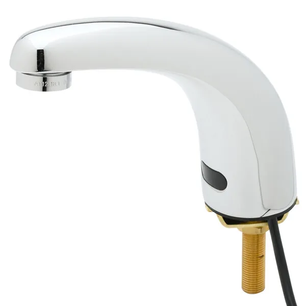 Inspecting the battery compartment of a sensor faucet for preventive maintenance.