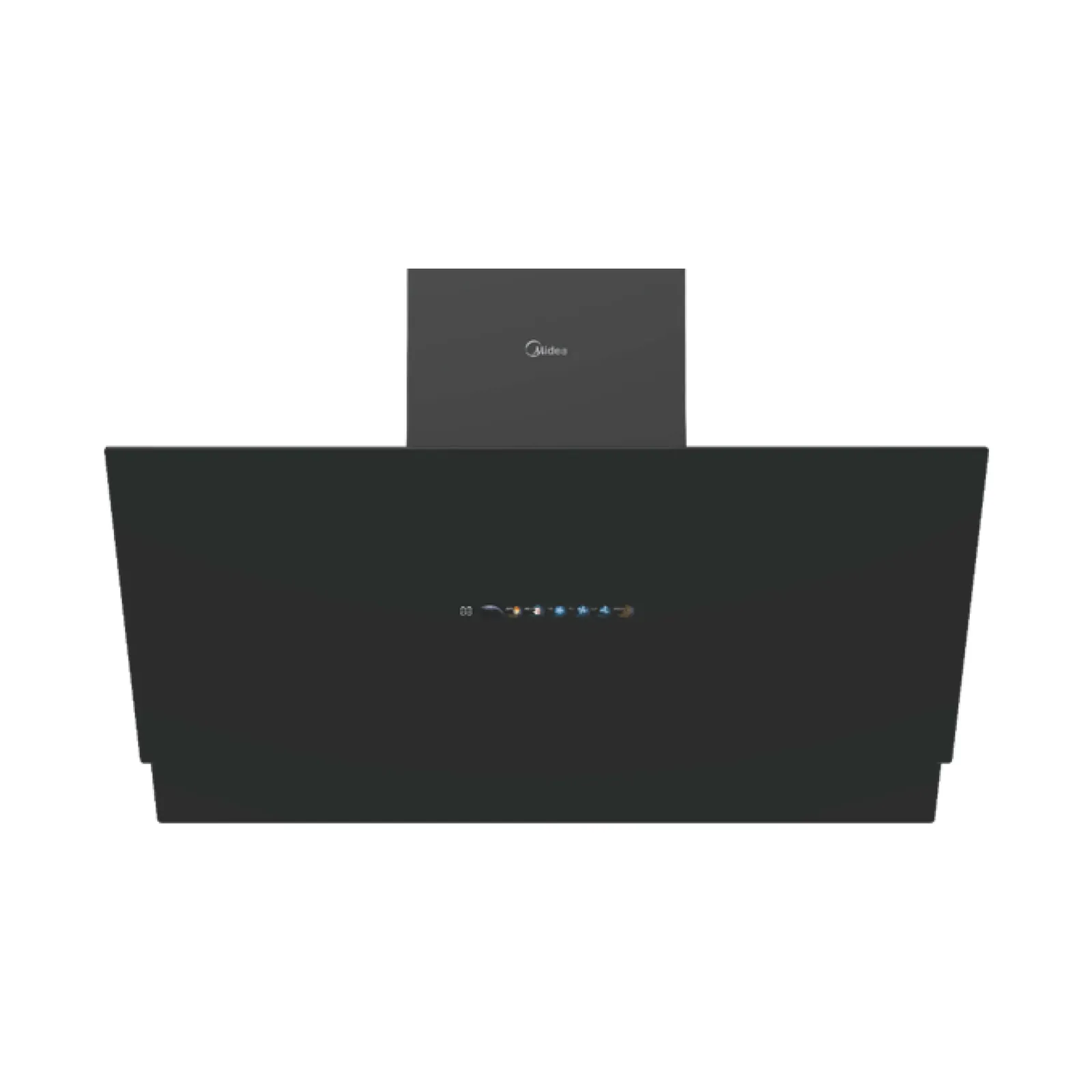 A kitchen range hood operating effectively above a pot with rising steam.