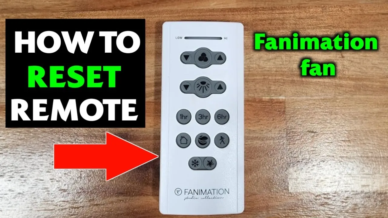 A person performs a remote pairing reset to sync the fanimation remote signal.