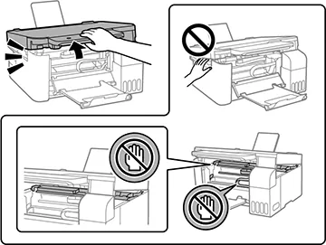 A person uses a smartphone app to run diagnostic tests on their printer.