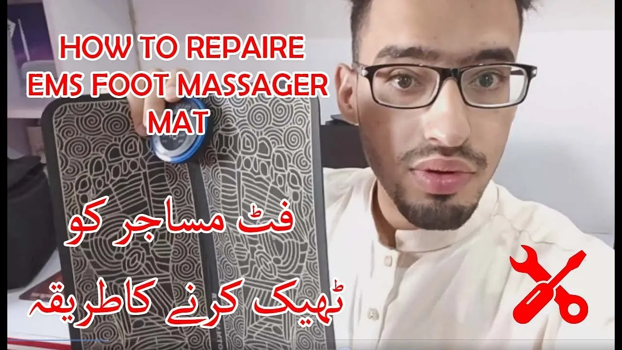 Proper usage of an EMS foot massager while following safety and health precautions.