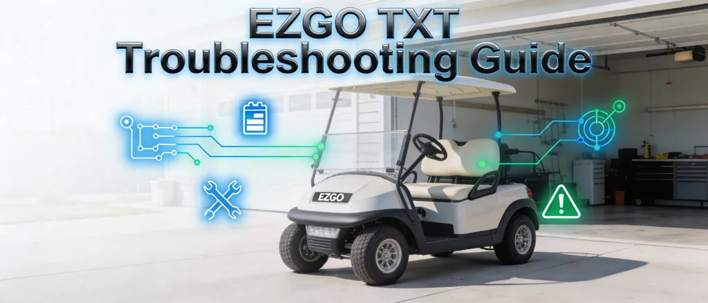 A technician testing the battery pack of an Ezgo TXT golf cart.