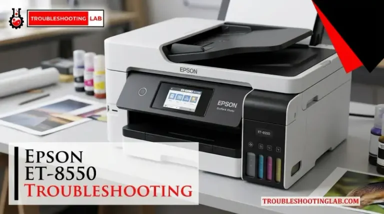 Find solutions for Epson ET-8550 errors, including blank prints, failed jobs, and scanner connectivity problems.