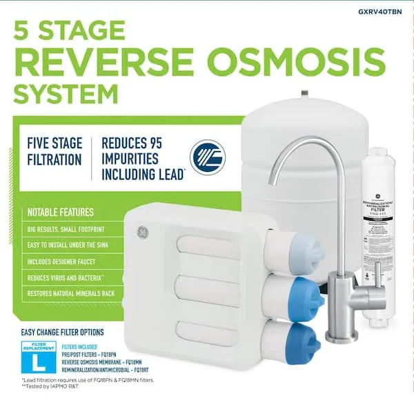 Close-up of hands removing a clogged sediment filter from a reverse osmosis system.