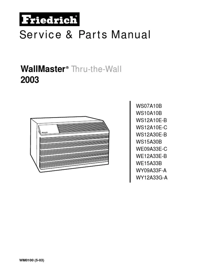Hands performing routine maintenance on a Friedrich Wallmaster air conditioner unit filter.