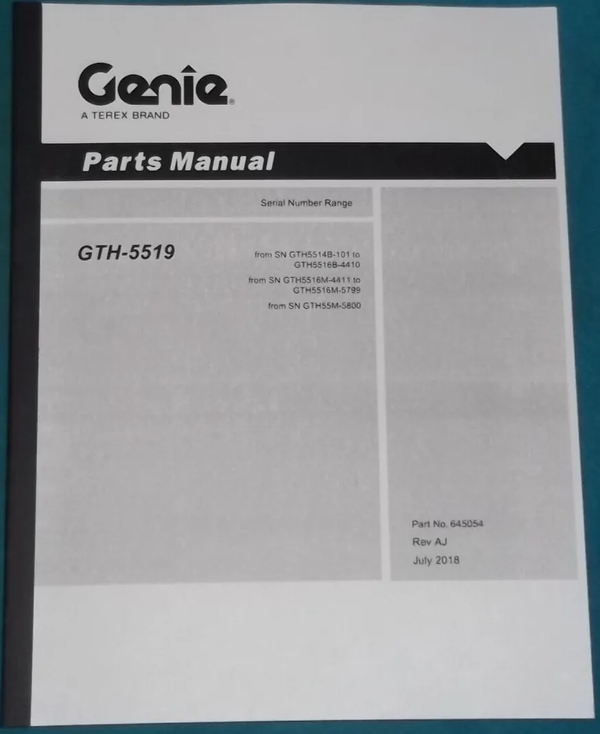 Maintenance tools and a checklist resting on a Genie GTH-5519 telehandler for daily inspection.
