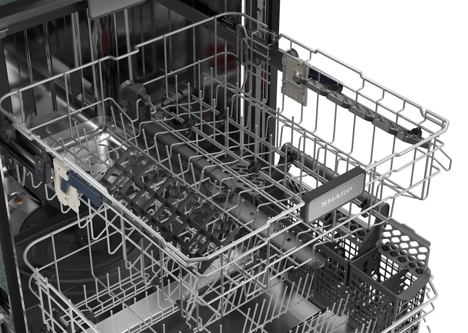 An open electrical breaker box with switches used for troubleshooting a GE dishwasher.