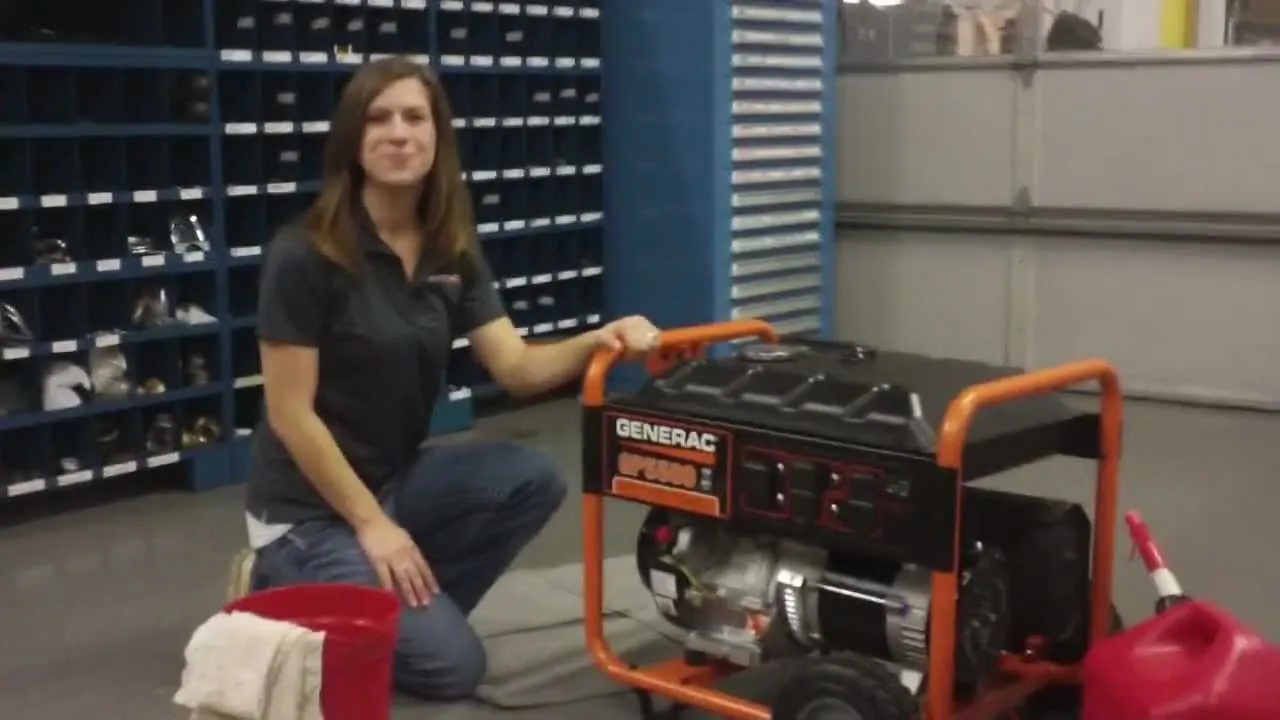 A person performs routine maintenance checks on a home natural gas generator display.