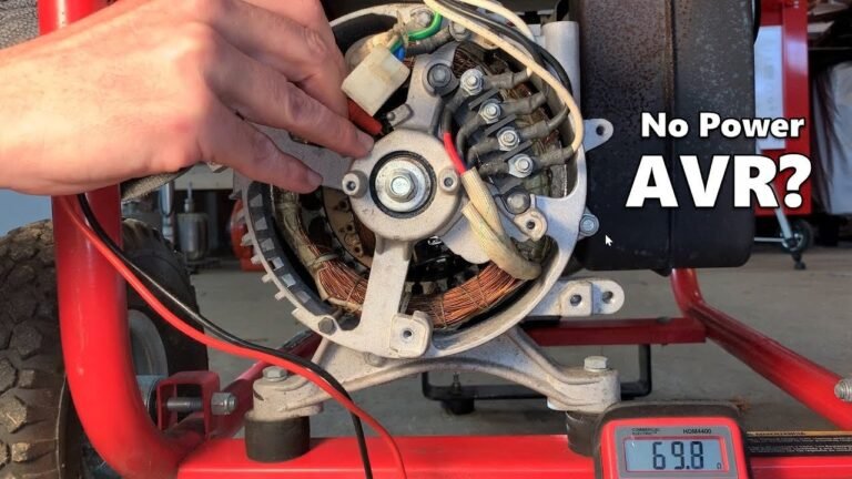 A portable generator sitting on a garage floor during professional troubleshooting for voltage loss.