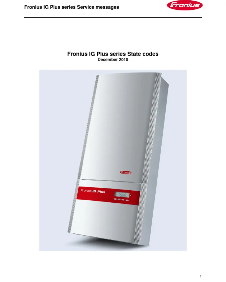 Technician checking error codes on a Fronius IG Plus solar inverter display.